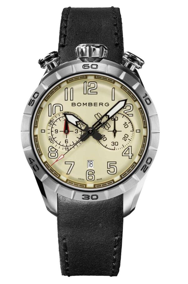 Bomberg BB-68 Chronograph Black Leather Strap sku NS44CHSS2059