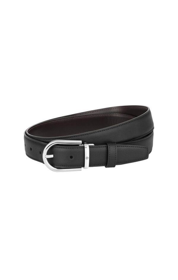 Montblanc Horseshoe Buckle Black 30 Mm Reversible Leather Belt sku 128757