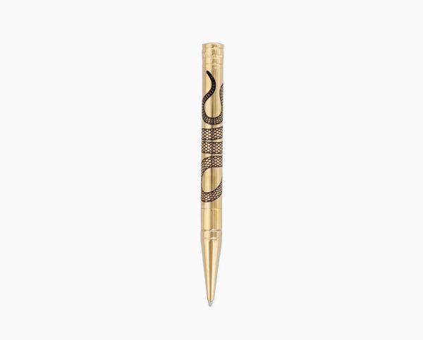 DUPONT D-INITIAL Gold Metal Ballpoint Pen With Snake Pattern