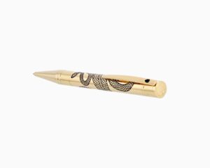 DUPONT D-INITIAL Gold Metal Ballpoint Pen With Snake Pattern