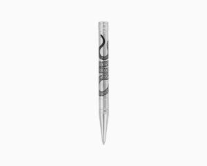 DUPONT D-INITIAL Silver Metal Ballpoint Pen With Snake Pattern