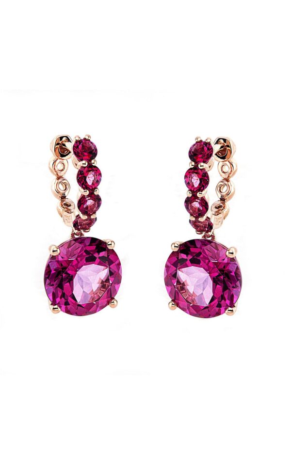 Earrings K18 Rg 2 Topaz 8.70ct Pink 8 Topaz 1.10ct Pink 3.20gr