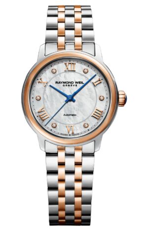 RAYMOND WEIL Maestro Ladies Automatic Mother-of-Pearl Diamond Two-tone Bracelet Watch, 31mm