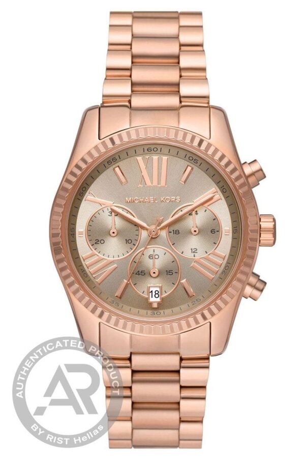 Michael Kors Lexington chronograph rose gold steel bracelet watch