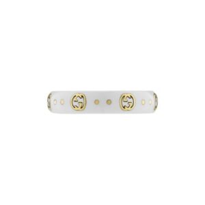 GUCCI Icon ring with GG details in 18kt yellow gold and zirconia_width 4 mm