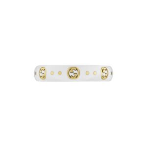 GUCCI Icon ring with GG details in 18kt yellow gold and zirconia_width 4 mm