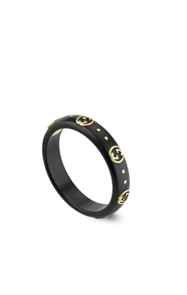 GUCCI Icon ring with GG details in 18kt yellow gold and corundum_width 4 mm