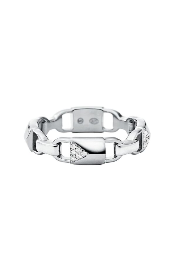 Michael Kors Mercer Link Sterling Silver Pave Padlock Ladies` Ring