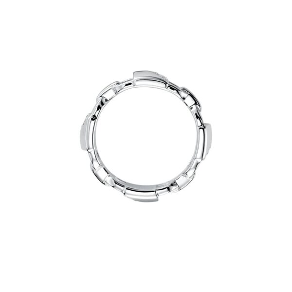 Michael Kors Mercer Link Sterling Silver Pave Padlock Ladies` Ring