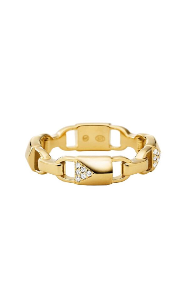 Michael Kors Mercer Link 14K Gold-Plated Pave Padlock Ladies` Ring