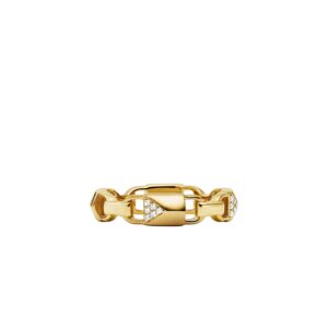 Michael Kors Mercer Link 14K Gold-Plated Pave Padlock Ladies` Ring