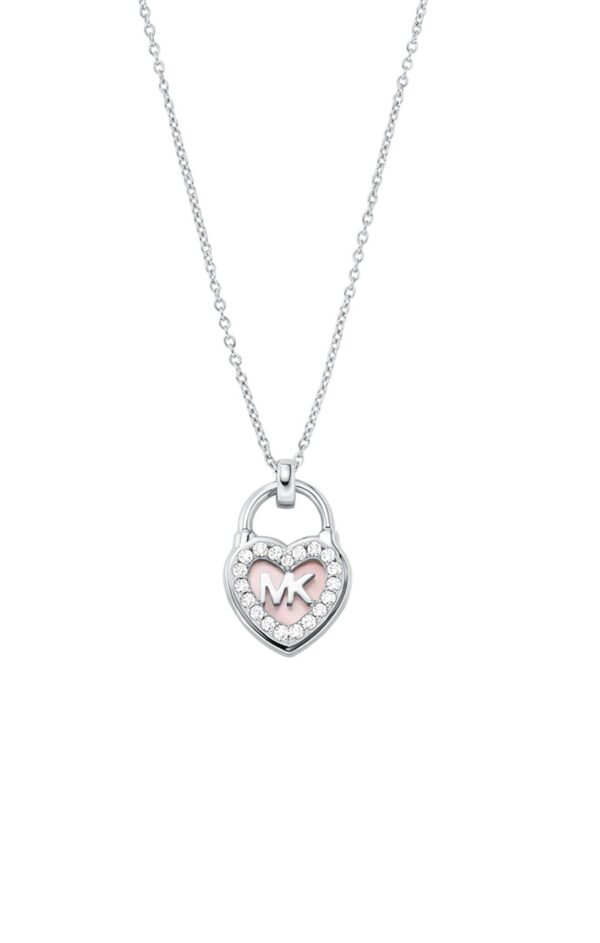 Michael Kors Premium Kors MK Lock Heart Sterling Silver Ladies` Necklace