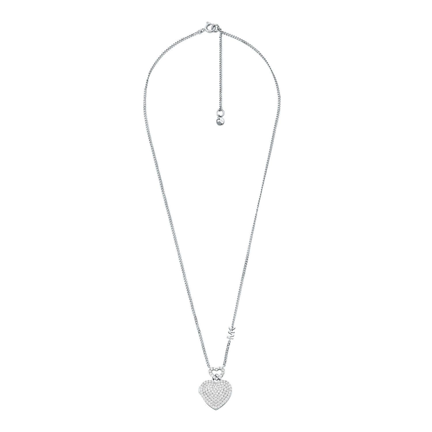 Michael Kors Sterling Silver Pavé Lock Pendant Necklace