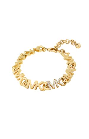 Michael Kors Premium 14K Gold-Plated Brass Logo Chain Ladies` Bracelet