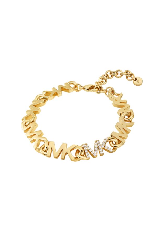 Michael Kors Premium 14K Gold-Plated Brass Logo Chain Ladies` Bracelet