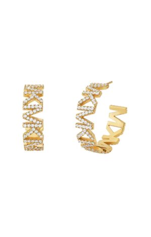 Michael Kors Premium 14K Gold-Plated Brass Logo Hoop Ladies` Earrings