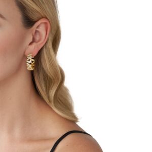 Michael Kors Premium 14K Gold-Plated Brass Logo Hoop Ladies` Earrings