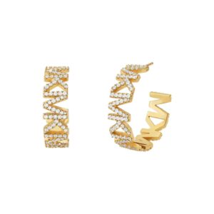 Michael Kors Premium 14K Gold-Plated Brass Logo Hoop Ladies` Earrings