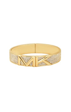 Michael Kors Premium Gold-Plated Faceted MK Pave Bracelet