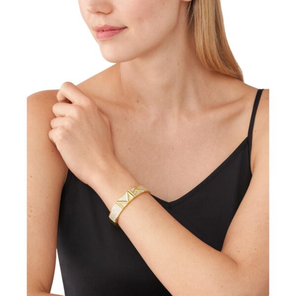 Michael Kors Premium Gold-Plated Faceted MK Pave Bracelet