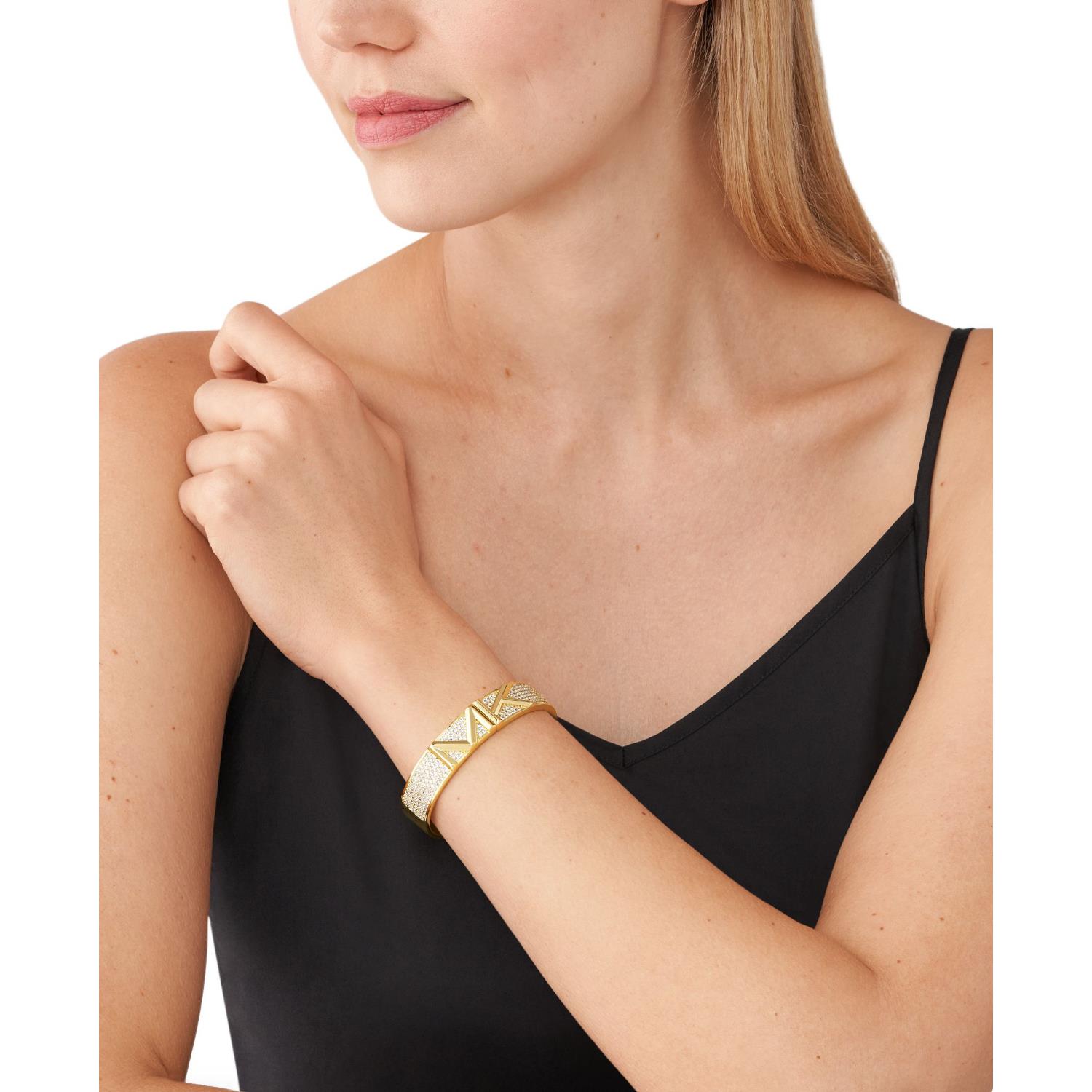 Michael Kors Premium GoldPlated Faceted MK Pave Bracelet  Tempus Jewellery