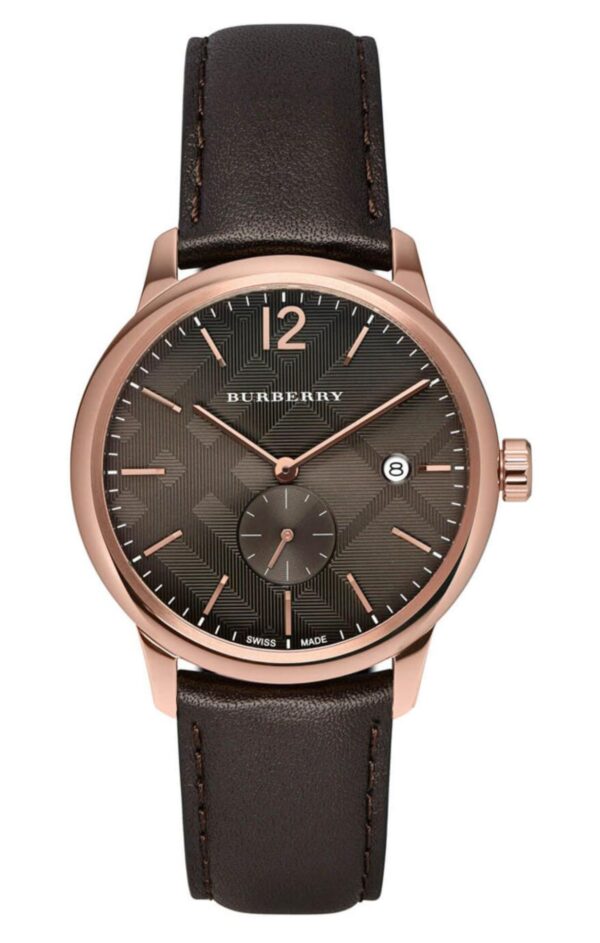 BURBERRY Classic Rose Gold Brown Leather Strap