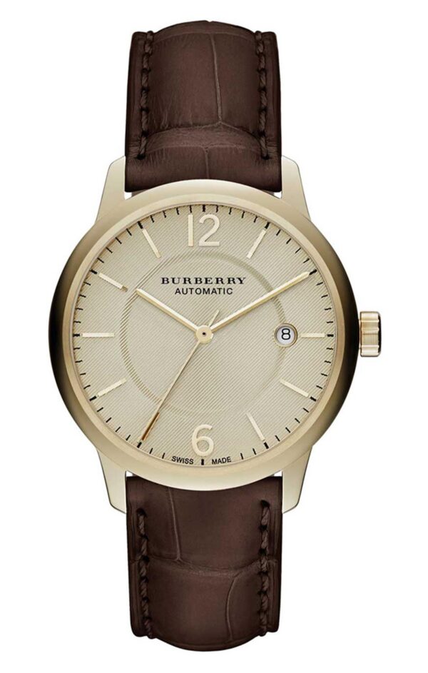 BURBERRY The Classic Round Automatic Brown Leather Strap