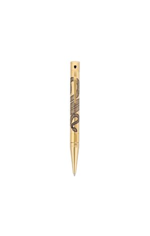 DUPONT D-INITIAL Gold Metal Ballpoint Pen With Snake Pattern