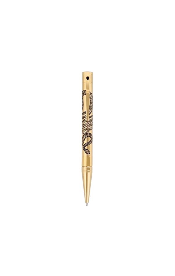 DUPONT D-INITIAL Gold Metal Ballpoint Pen With Snake Pattern