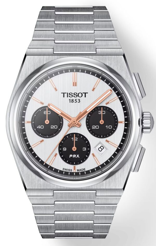 TISSOT T-Classic PRX Automatic Chronograph Silver Stainless Steel Bracelet