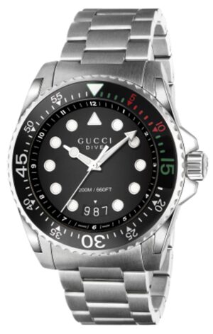 Gucci Dive XL Stainless Steel Black Dial Bracelet Watch