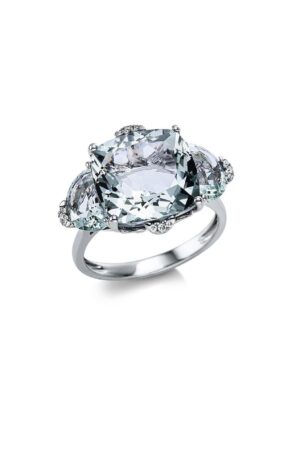 RING K18 WG DIAMONDS 0.05CT GSI 2GREEN AMETHYST 1.80CT 1GREEN AMETHYST 7.80CT 3.50GR