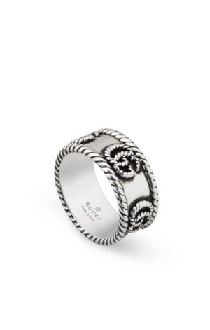 GUCCI Double G Ring Marmont Aged Silver GG Ring