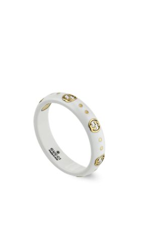 GUCCI Icon ring with GG details in 18kt yellow gold and zirconia_width 4 mm