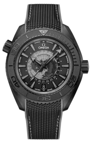 NewSeamasterPlanet Ocean 600M45.5 mm, black ceramic on rubber strap world timer